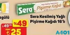 SERA KESİLMİŞ YAĞLI PİŞİRME KAĞIDI 16'LI indirimli fiyat SERA KESİLMİŞ YAĞLI PİŞİRME KAĞIDI 16'LI fiyat ve kampanya bilgisi